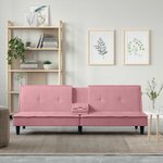 vidaXL Canapé-lit avec porte-gobelets rose velours