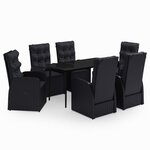 vidaXL Ensemble à manger de jardin avec coussins 7 Pièces Noir