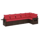 vidaXL Salon de jardin 6 Pièces avec coussins marron résine tressée