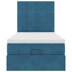 vidaXL Cadre de lit ottoman avec matelas bleu foncé 90x200 cm velours