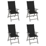 vidaXL Chaises inclinables de jardin lot de 4 et coussins Bois acacia