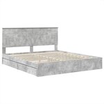 vidaXL Lit de Rangement Gris béton 200 x 200 cm Bois d'ingénierie