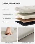 Banc de rangement pouf en velours avec couvercle avec 2 boîtes séparateur amovible capacité de charge 300 kg pour couloir salon chambre beige 12_0004162