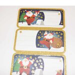 12 étiquettes adhésives de Noël - Père Noël et étoiles dorées