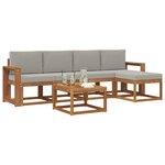 vidaXL Ensemble de canapés d'extérieur 6 Pièces Gris Naturel et Clair