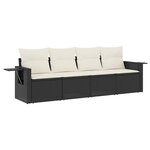 vidaXL Salon de jardin 4 Pièces avec coussins noir résine tressée