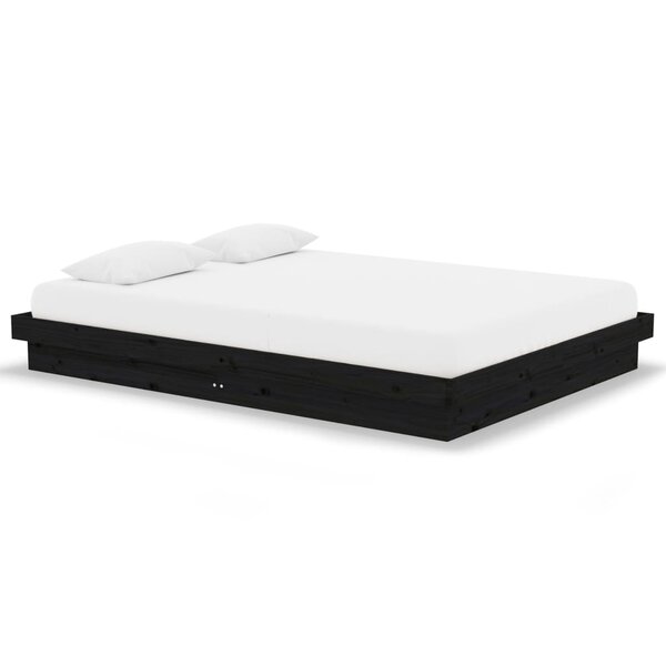 vidaXL Cadre de lit sans matelas noir bois massif 140x190 cm