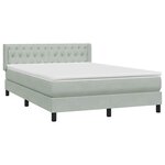vidaXL Sommier à lattes de lit et matelas gris clair 160x210cm velours