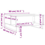 vidaXL Table basse chêne sonoma 80x80x36 5 cm bois d'ingénierie