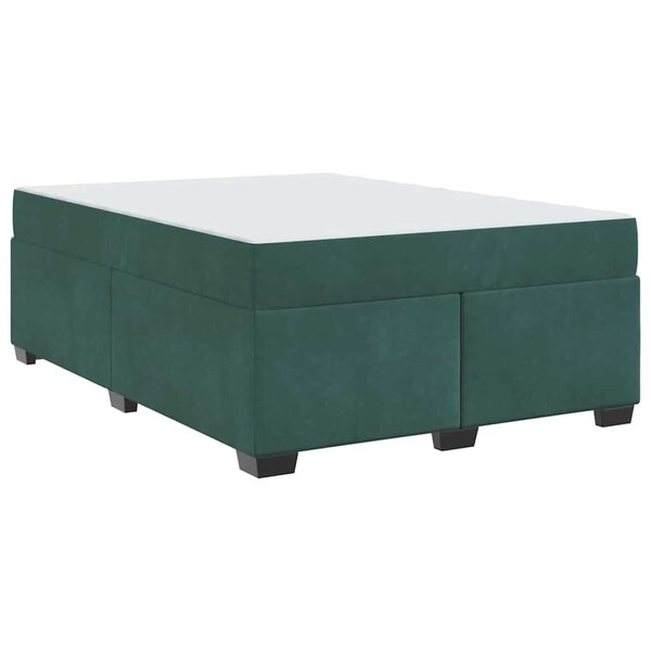 vidaXL Cadre de lit avec matelas Vert foncé 160 x 200 cm Velours