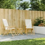 vidaXL Ensemble de bistro pliante 3 Pièces et coussins blanc crème bambou