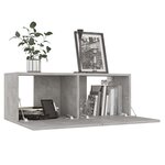 vidaXL Meuble TV Gris béton 80x30x30 cm Bois d’ingénierie