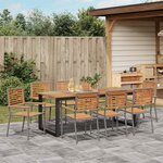 vidaXL Ensemble de salle à manger pour jardin 9 Pièces Gris