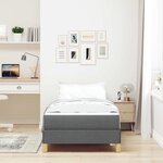vidaXL Lit à ressorts avec matelas Gris foncé 90 x 200 cm tissu