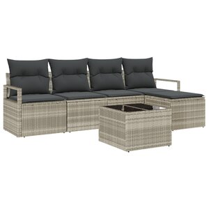 Ensemble de canapés de jardin vidaXL 6 pièces avec coussins gris en rotin