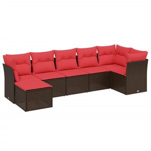 vidaXL Salon de jardin avec coussins 7 Pièces marron résine tressée