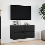 vidaXL Meubles TV muraux avec lumières LED 2 Pièces noir 41x31x45 cm
