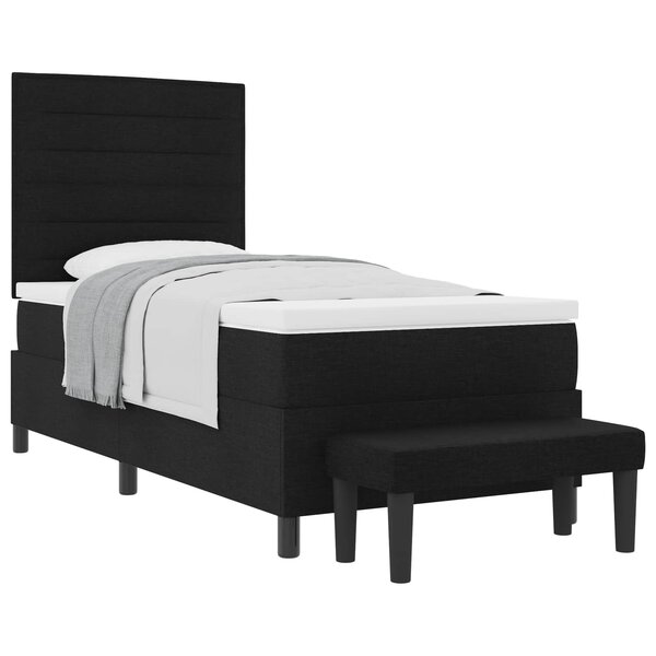 vidaXL Lit à ressorts avec tête de lit Noir 100 x 200 cm tissu