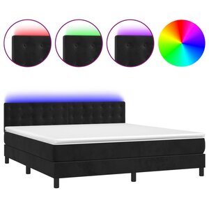 vidaXL Sommier à lattes de lit avec matelas et LED Noir 160x200 cm