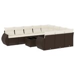 vidaXL Salon de jardin et coussins 11 Pièces marron résine tressée