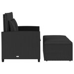 vidaXL Canapé de jardin avec coussins 2 places noir résine tressée