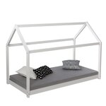 Lit enfant avec matelas 90 x 200 cm lit de jeu maisonnette lit en bois blanc