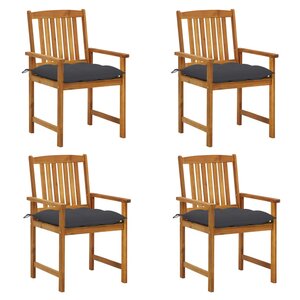 vidaXL Chaises de jardin avec coussins 4 Pièces Bois d'acacia massif