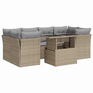 vidaXL Salon de jardin avec coussins 7 Pièces beige résine tressée