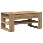Table basse vidaXL chêne artisanal 102x55x45 cm en bois stratifié