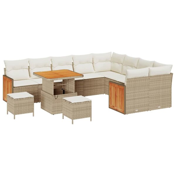 vidaXL Ensemble de canapé de jardin avec coussin 12 Pièces beige et crème