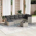 vidaXL Salon de jardin 8 Pièces avec coussins gris clair résine tressée