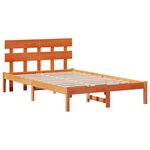 vidaXL Cadre de lit avec tête de lit Marron Ciré 135x190 cm Bois Massif Pin