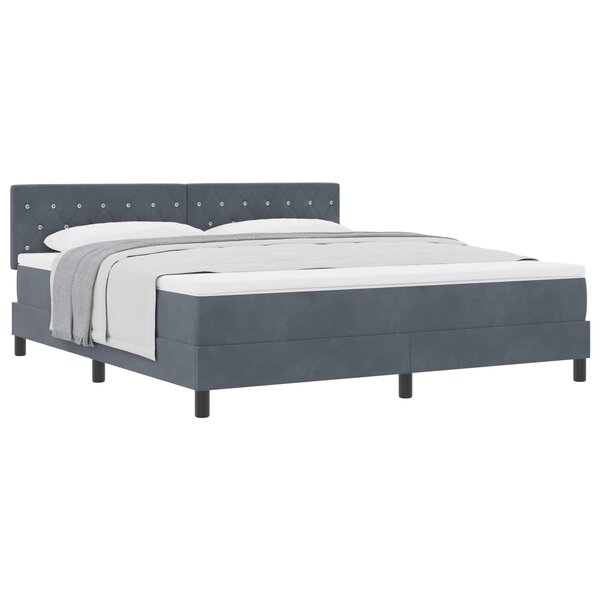 vidaXL Lit à ressorts avec matelas Gris foncé 180 x 200 cm Velours