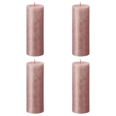 Bolsius Bougies pilier rustiques Shimmer 4 Pièces 190x68 mm Rose