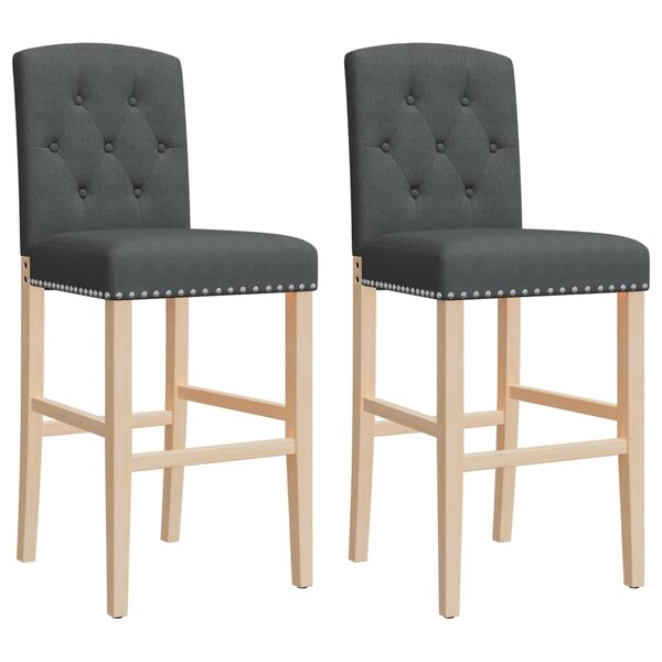 vidaXL Chaises de bar lot de 2 bois massif d'hévéa et tissu
