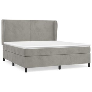 vidaXL Sommier à lattes de lit et matelas Gris clair 180x200cm Velours