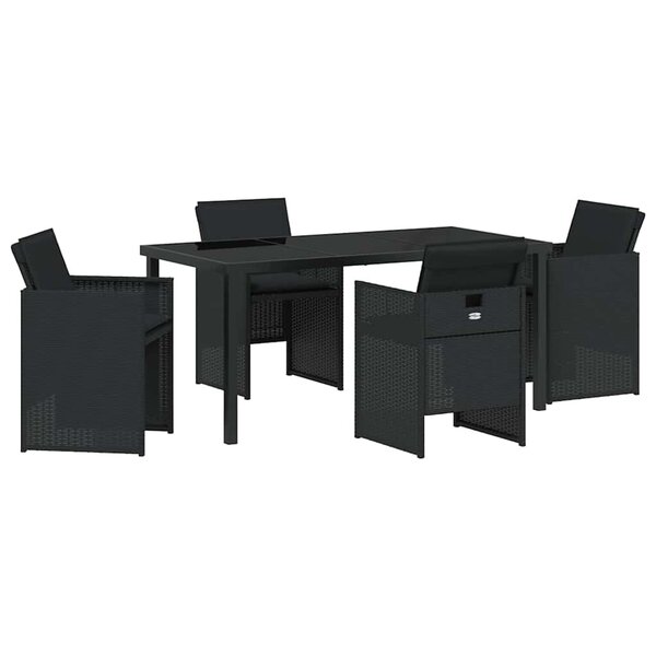 vidaXL Ensemble de salle à manger pour jardin 5 Pièces Noir polyrotin