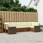 vidaXL Ensemble de canapés d'extérieur 7 pc Naturel et Crème Polyester