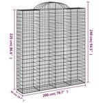 vidaXL Paniers à gabions arqués 7 Pièces 200x50x220/240 cm Fer galvanisé