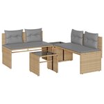 vidaXL Salon de jardin avec coussins 4 Pièces beige résine tressée