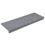 vidaXL Tapis d'escalier 15 pièces 65 x 21 x 4 cm Gris clair Bord rectangulaire