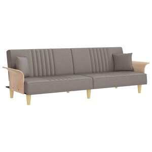 vidaXL Canapé-lit avec accoudoirs taupe tissu
