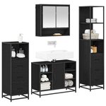 vidaXL Ensemble de mobilier de salle de bain 4 Pièces Chêne noir