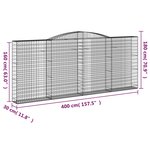 vidaXL Paniers à gabions arqués 3 Pièces 400x30x160/180 cm Fer galvanisé