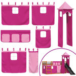 vidaXL Lit superposé avec toboggan et rideaux rose 90x190 cm