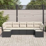 vidaXL Ensemble de canapé de jardin 7 Pièces Noir Poly rotin