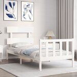 vidaXL Cadre de lit sans matelas blanc bois de pin massif