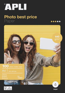 APLI Papier photo brillant A4 140g/m² 100 feuilles