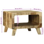 vidaXL Table Basse 50x50x35 cm en Bois de Manguier Massif