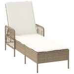 vidaXL Chaise longue avec coussin 2-personne 2 Pièces Beige polyrotin